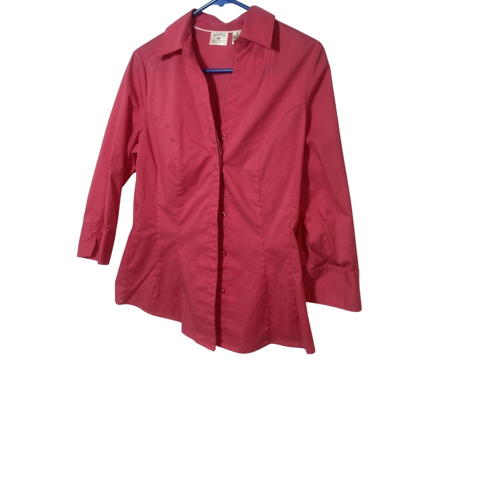 Riders by LEE Shirt Women's Size Small 3/4 Sleeve Button Bright Pink (081)‎
